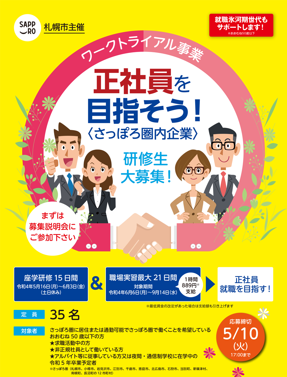 ワークトライアル事業 さっぽろ圏内で正社員を目指す